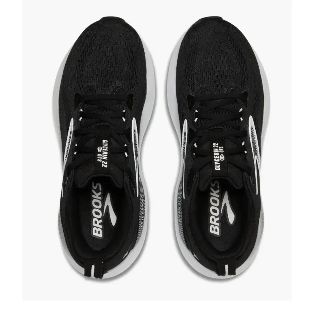 Brooks Men's Black Gray White Glycerin GTS 22 Running Shoes Size 10